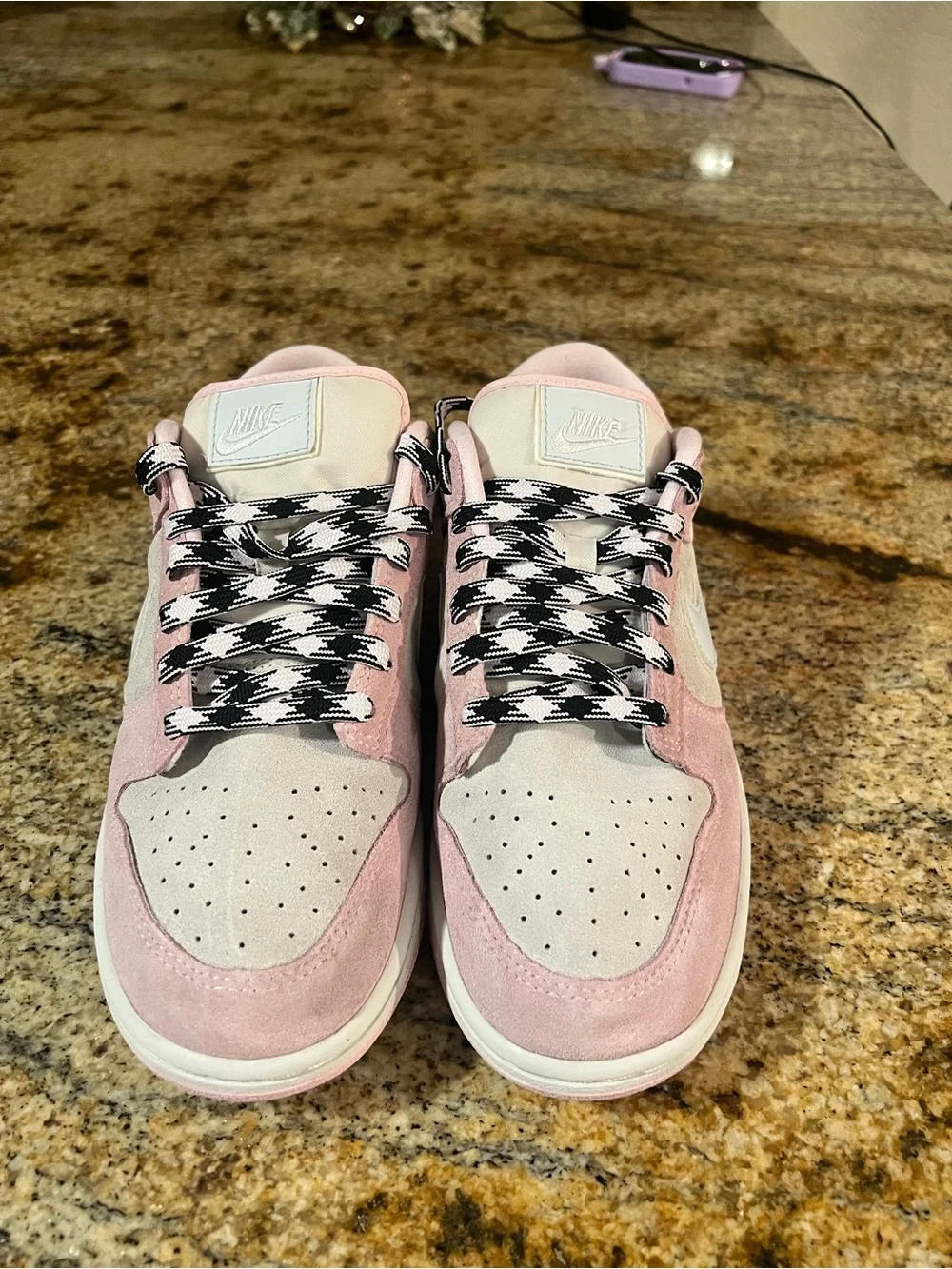 Nike Pink and White Low-Top Sneakers